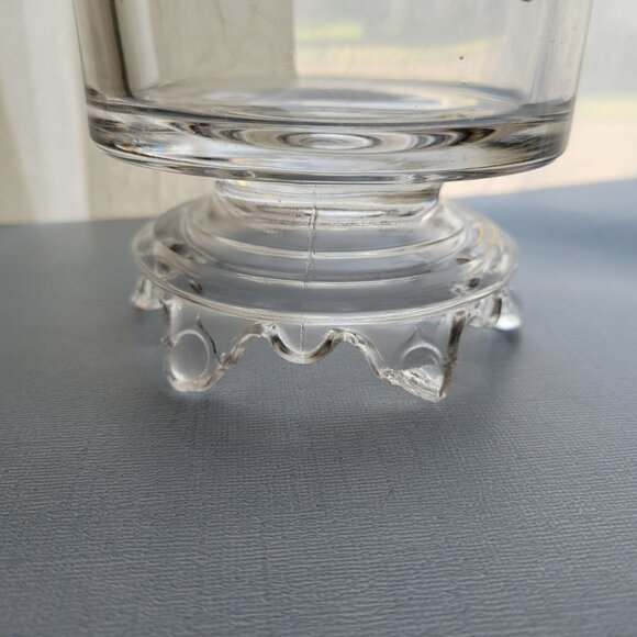 Vintage Clear Glass Etched Fern Pattern Pitcher With Ruffled Edge & Handle - Picture 8 of 11